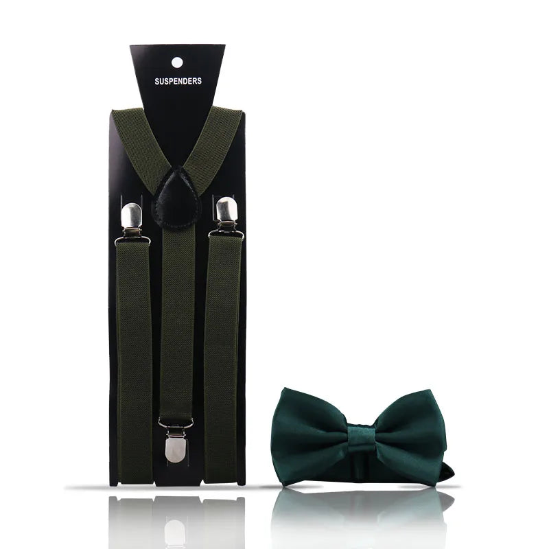 Elegant Fashion Men's Adult Suspenders And Bow Tie Two Piece Set Gentleman Suit Occessories Wedding Business Party Gifts For Men