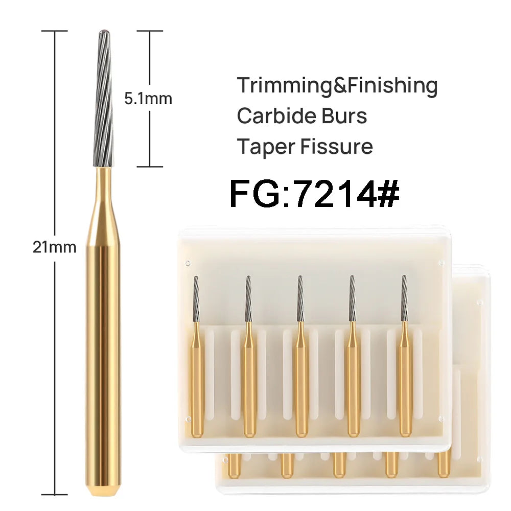 10pcs AZDENT Dental Burs Tungsten Carbide Drill For High Speed Handpiece Trimming & Finishing FG7901/FG7902/FG7406/FG7408/FG7114
