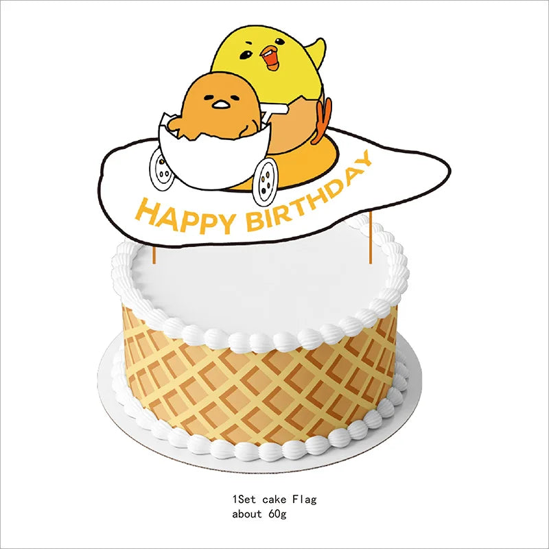 Gudetama An Eggcellent Adventure Theme Disposable Party Decoration Supplie Banner Tablecloth Napkin Kids Toy Packing Baby Shower