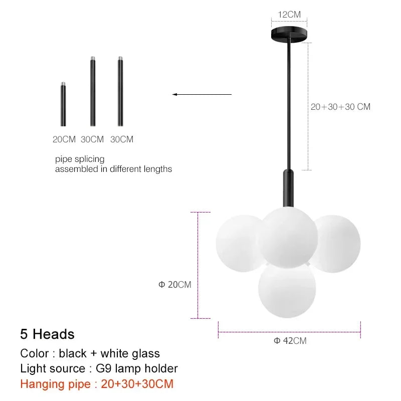 Modern Luxury Led Glass Chandelier Simple Living Room Dining Room Apartment Chandelier Home Indoor Lighting Decor Lamps Fixtures