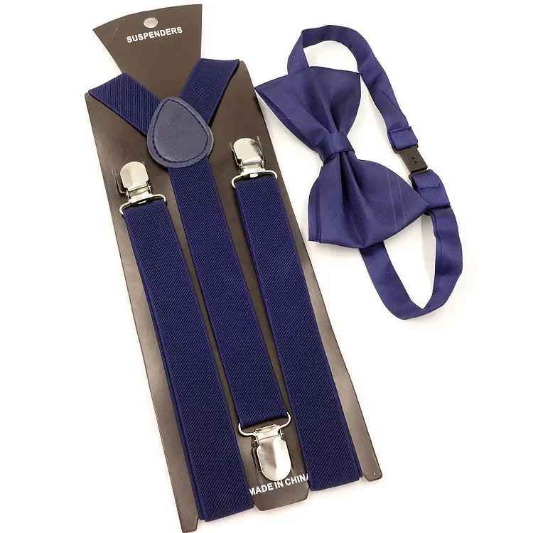 Mens Suspenders Bow Ties Set Women Braces Bowtie Y-back Adjustable Clip-on Elastic Suspender Mens Belts Straps