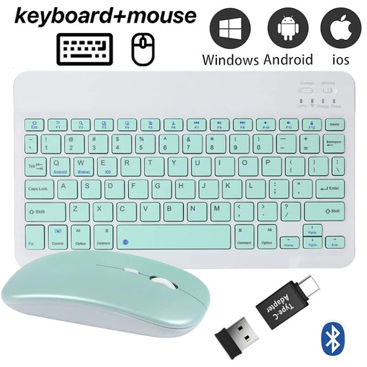 Slim Wireless Keyboard Mouse For iPad Xiaomi Samsung Huawei Phone Tablet Bluetooth-compatible Keyboard For Android IOS Windows