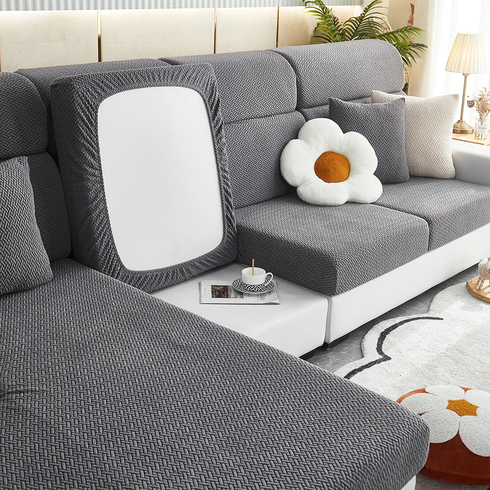 1pc Jacquard Sofa Slipcover Twill Pattern Elastic Sofa Covers Furniture Protector for Bedroom Office Living Room Home Decor