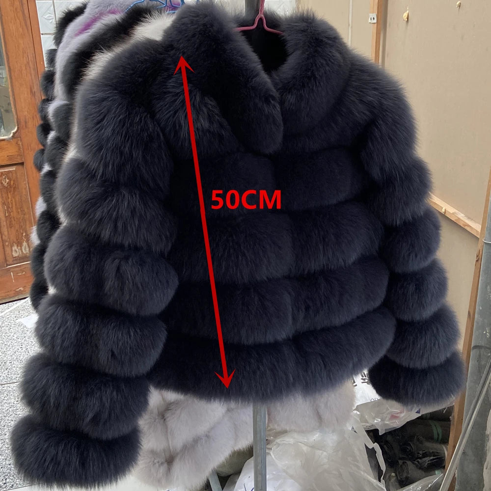 QUEENTINA Winter New Women's Cold Real Fox Fur Coat With Collar Especially Overcoat Leather Female Natural Plus Size 2023 Luxury