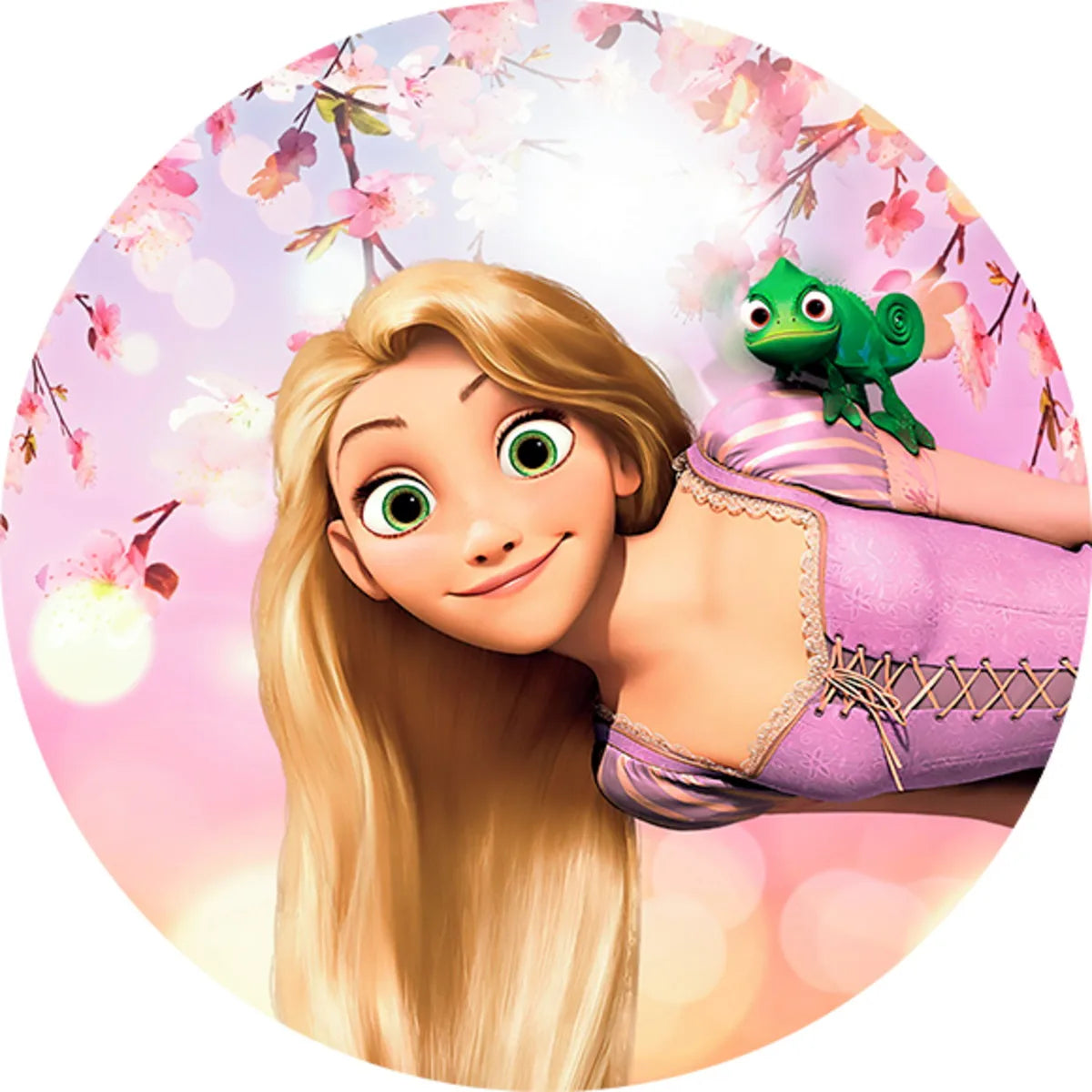 Tangled Rapunzel Princess Circle Backdrop Fairy Tale Castle Long Hair Girl Birthday Party Round Background Photo Studio Covers