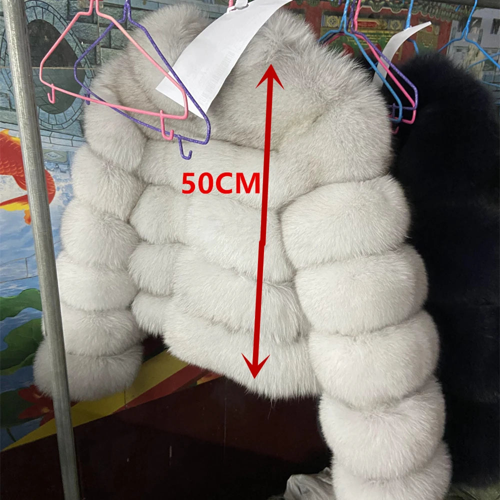 QUEENTINA Winter New Women's Cold Real Fox Fur Coat With Collar Especially Overcoat Leather Female Natural Plus Size 2023 Luxury
