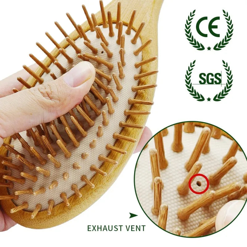 Personalized Wide Tooth Wood Combs for Hair Massage Scalp Bamboo Hair Brush Women Custom Styling Hair Comb Detangling HairBrush