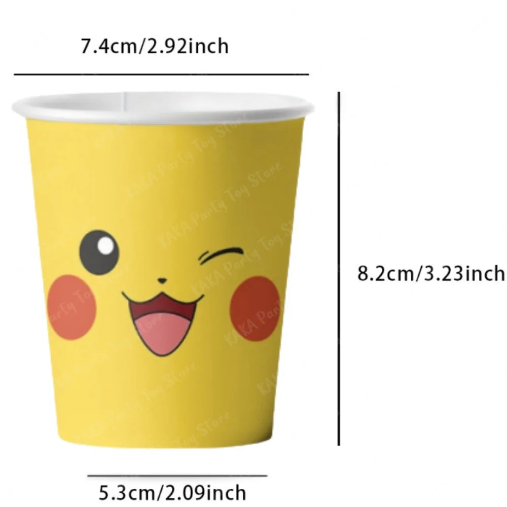 10/20/30Pcs Pokemon Cups Pikachu Pokeball 9 oz Disposable Paper Drinking Cup For Kids Birthday Party Decorations Supplies Toys