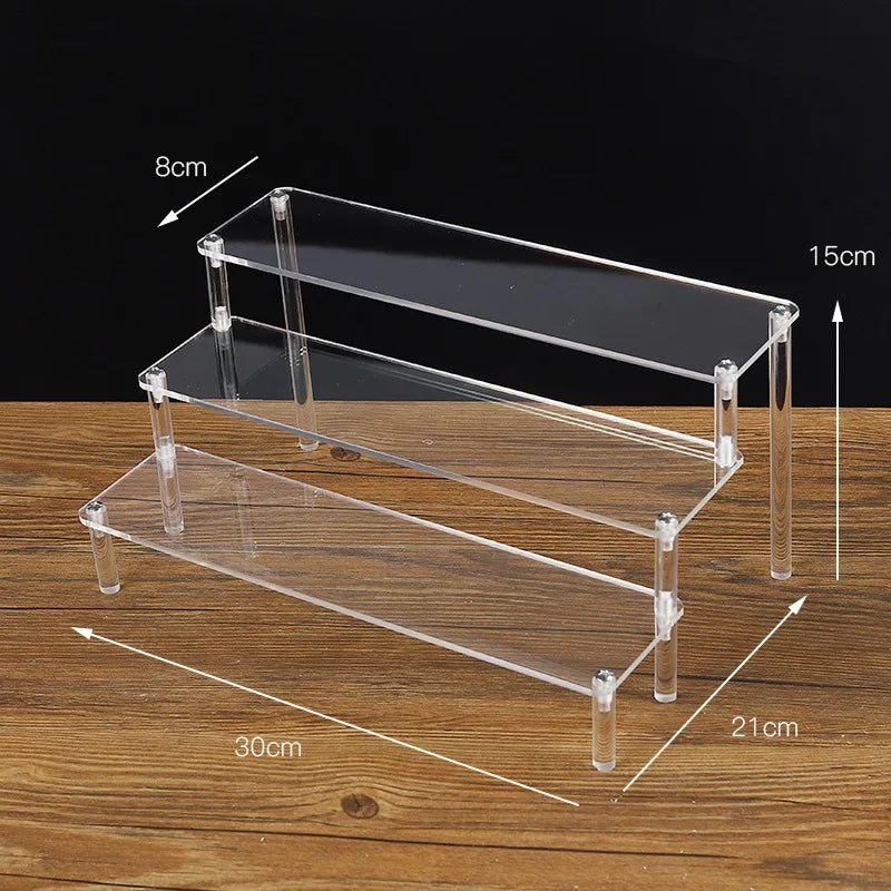 1-5 Tier Acrylic Display Stand Clear Display Riser Rack for Cupcake Perfume Doll Décor Organizer Amiibo Funko POP Figures DC05