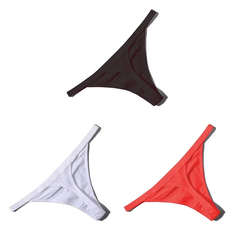 3Pcs Sexy Cotton Thongs Low Waist Seamless Female Comfortable Lingere Underpants Breathable Underwear Women G String