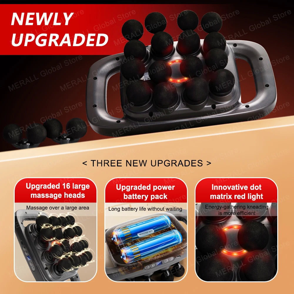 16 Heads Fascia Gun Electric Masajeador Vibrating Muscle Massagers Body Neck Massage Relaxation Treatment Fascia Massage Gun