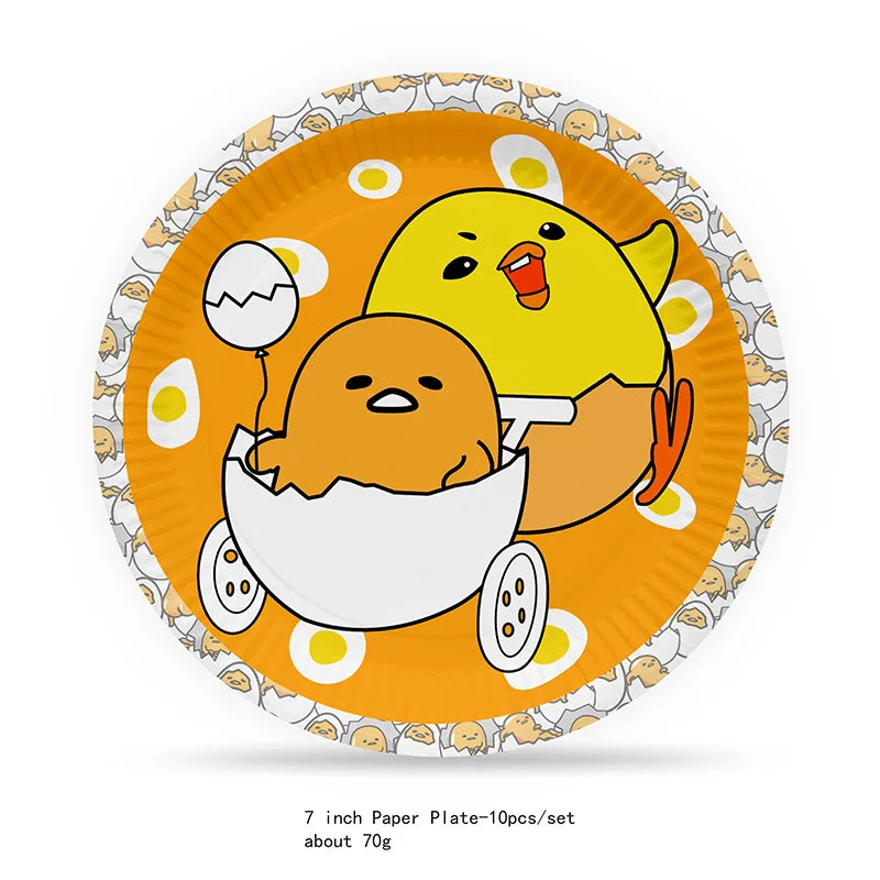 Gudetama An Eggcellent Adventure Theme Disposable Party Decoration Supplie Banner Tablecloth Napkin Kids Toy Packing Baby Shower