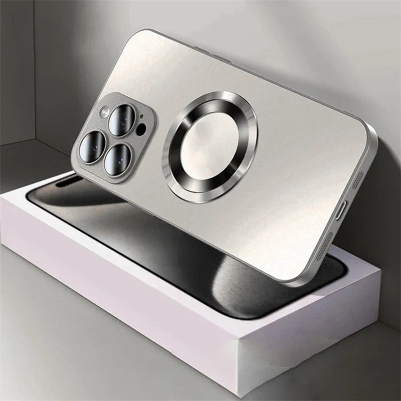 Luxury Matte Magnetic For Magsafe Case For iPhone 16 15 Pro Max 14 13 12 11 Camera Protection Shockproof Wireless Charging Cover