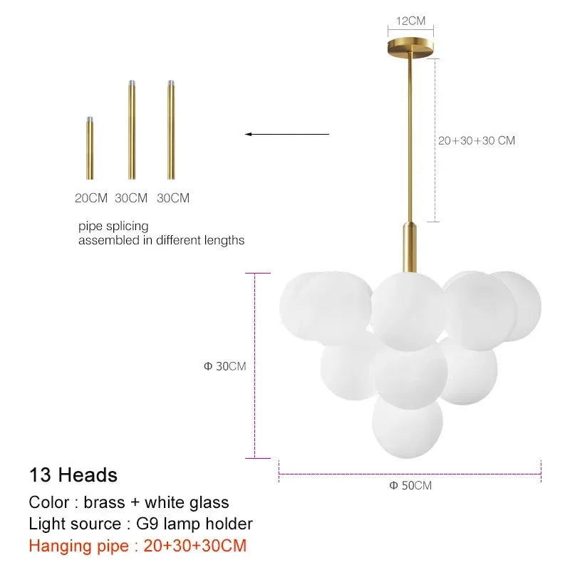 Modern Luxury Led Glass Chandelier Simple Living Room Dining Room Apartment Chandelier Home Indoor Lighting Decor Lamps Fixtures