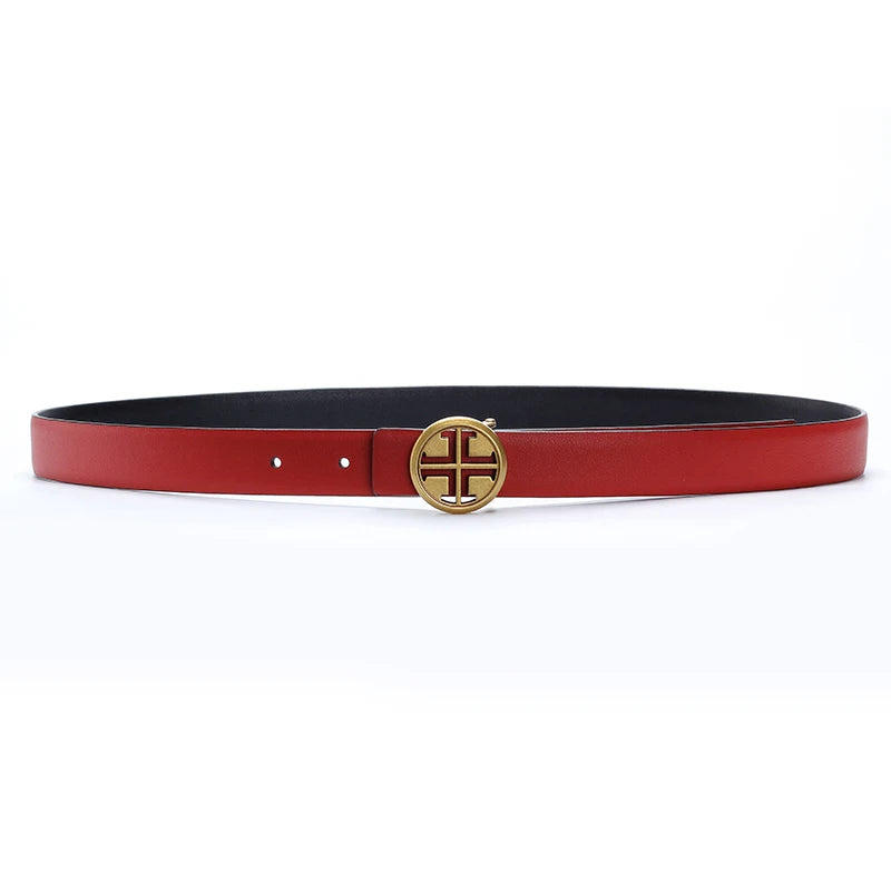 New Thin 2.5cm Women Belt Designer ladies Reversible Genuine Leather Belts For Women Female Belt Buckle for Jeans dress belt