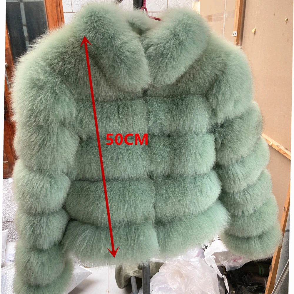 QUEENTINA Winter New Women's Cold Real Fox Fur Coat With Collar Especially Overcoat Leather Female Natural Plus Size 2023 Luxury