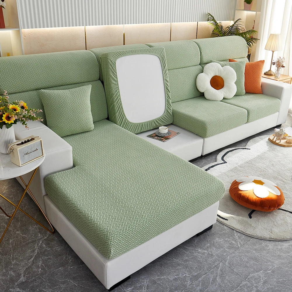 1pc Jacquard Sofa Slipcover Twill Pattern Elastic Sofa Covers Furniture Protector for Bedroom Office Living Room Home Decor