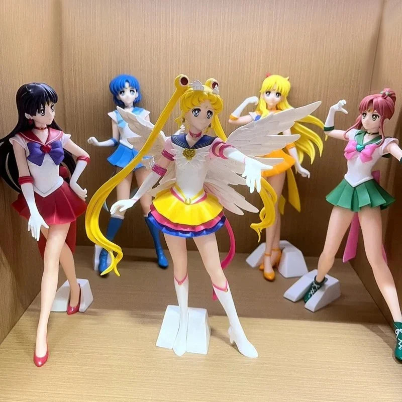 23cm Sailor Moon Anime Figure Sailor Mars Mercury Jupiter Venus Saturn Action Figurine Model Kids Collectible Toys Birthday Gift
