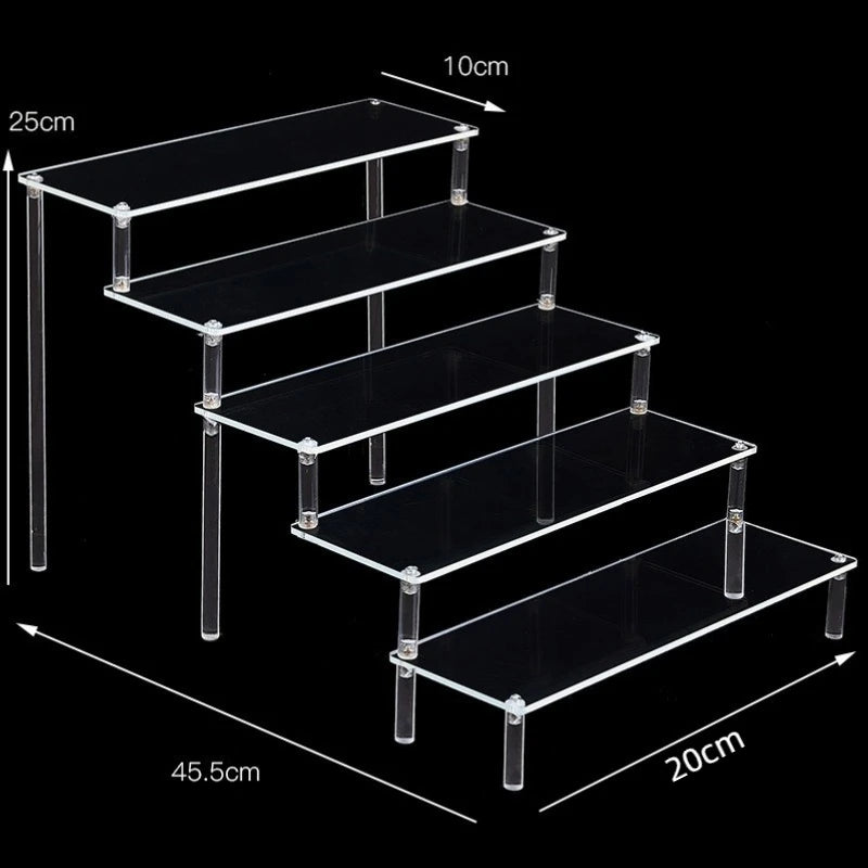 1-5 Tier Acrylic Display Stand Clear Display Riser Rack for Cupcake Perfume Doll Décor Organizer Amiibo Funko POP Figures DC05