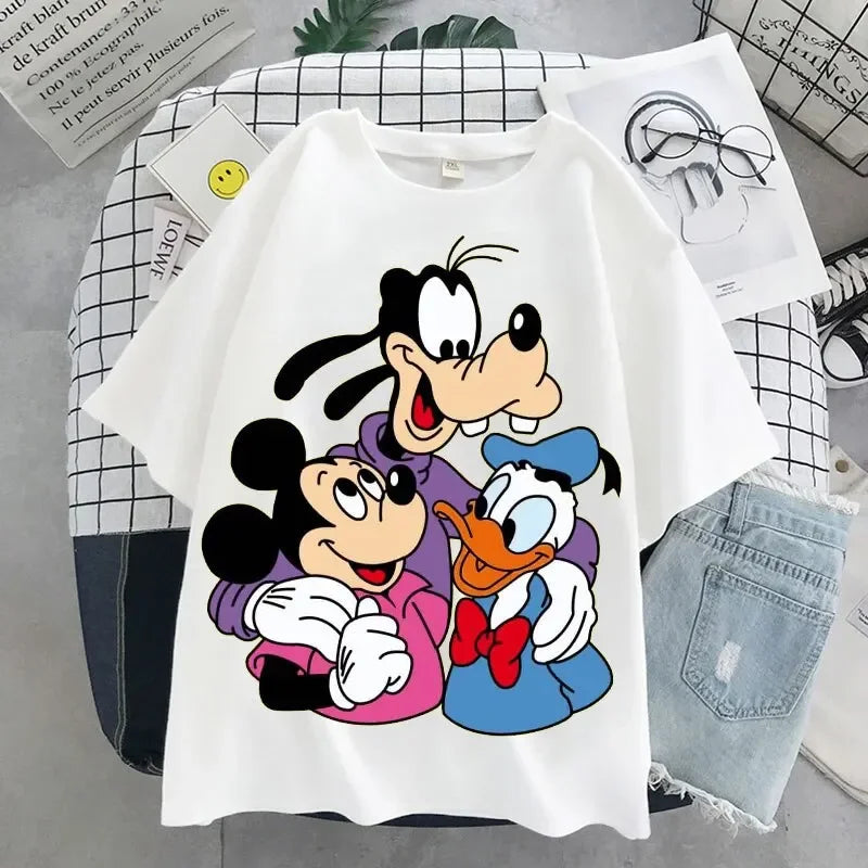Harajuku Cute Cartoon Duck Print Women T-shirt Fashion 2025 Summer Casual Round Neck Short Sleeve T Shirt Tops Unisex Clothes