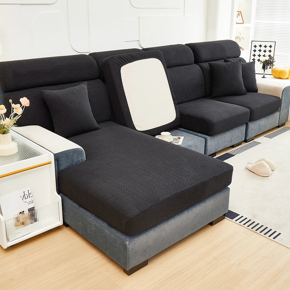 1pc Jacquard Sofa Slipcover Twill Pattern Elastic Sofa Covers Furniture Protector for Bedroom Office Living Room Home Decor