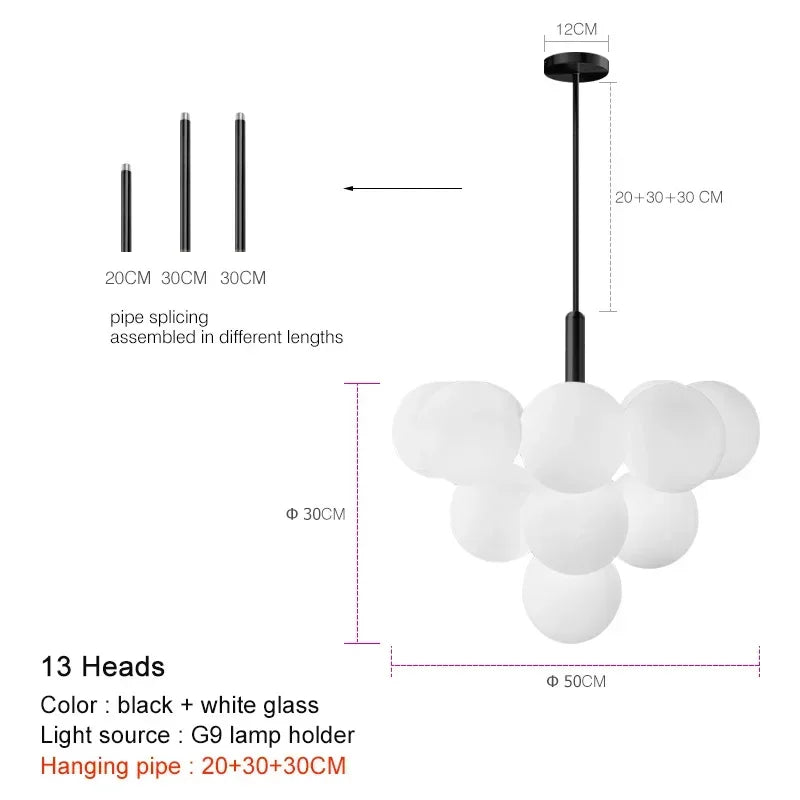 Modern Luxury Led Glass Chandelier Simple Living Room Dining Room Apartment Chandelier Home Indoor Lighting Decor Lamps Fixtures