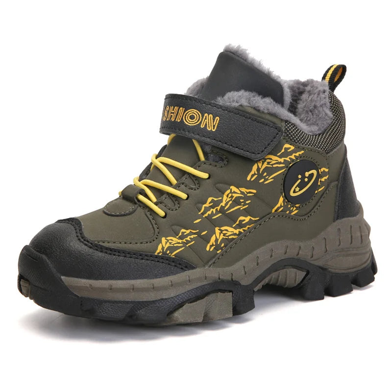 2023 New Winter Camp Boys Mountain Climbing Shoes Fashion Kids Teenage Hook & Loop Children Sport Shoe