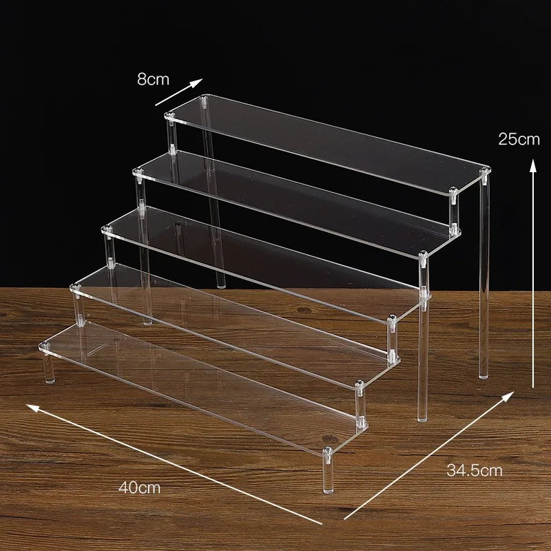 1-5 Tier Acrylic Display Stand Clear Display Riser Rack for Cupcake Perfume Doll Décor Organizer Amiibo Funko POP Figures DC05
