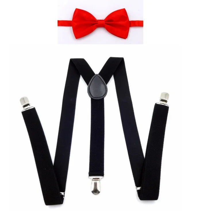 Mens Suspenders Bow Ties Set Women Braces Bowtie Y-back Adjustable Clip-on Elastic Suspender Mens Belts Straps