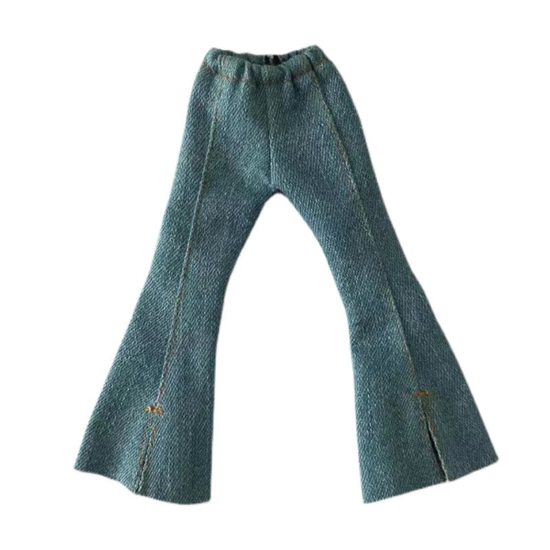 1Pcs Blythe Doll Jeans Blue Flared Pants Slacks Retro Denim Casual Sweatpants for Blyth Barbie Licca Pullip 1/6 Dolls Clothes