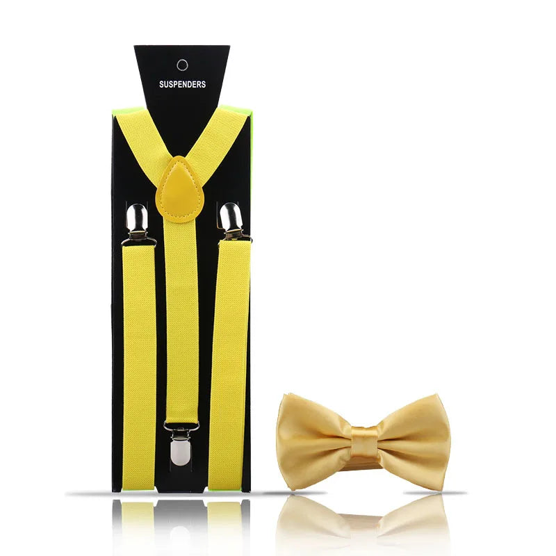 Elegant Fashion Men's Adult Suspenders And Bow Tie Two Piece Set Gentleman Suit Occessories Wedding Business Party Gifts For Men