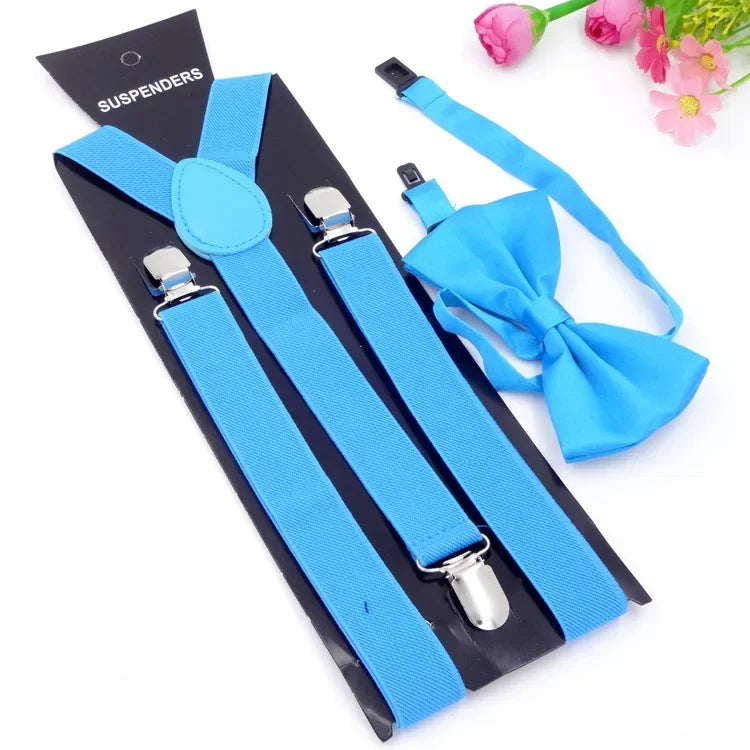 Mens Suspenders Bow Ties Set Women Braces Bowtie Y-back Adjustable Clip-on Elastic Suspender Mens Belts Straps