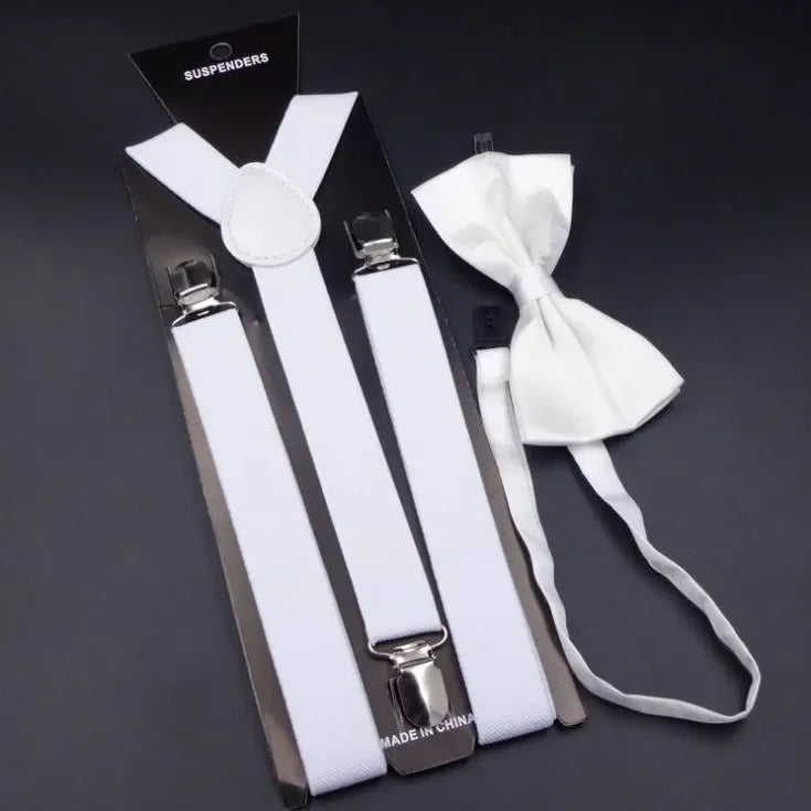 Mens Suspenders Bow Ties Set Women Braces Bowtie Y-back Adjustable Clip-on Elastic Suspender Mens Belts Straps