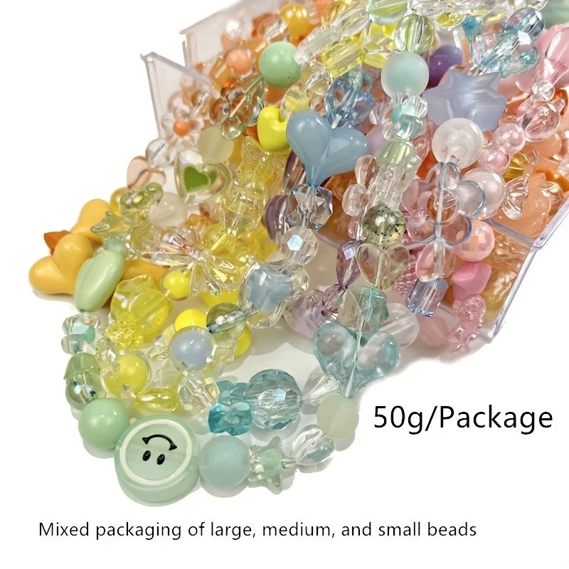 50g/pack Mixed Style Mixed Color Acrylic Loose Beads For Bracelet Necklace Jewelry Making Supplies DIY Handmade Accessory