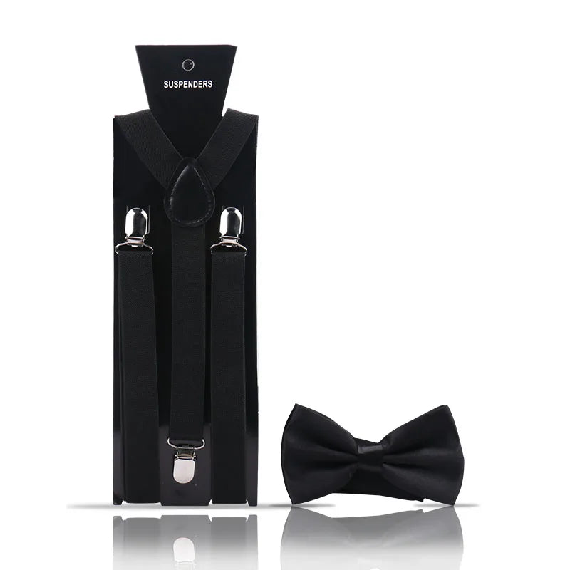 Elegant Fashion Men's Adult Suspenders And Bow Tie Two Piece Set Gentleman Suit Occessories Wedding Business Party Gifts For Men