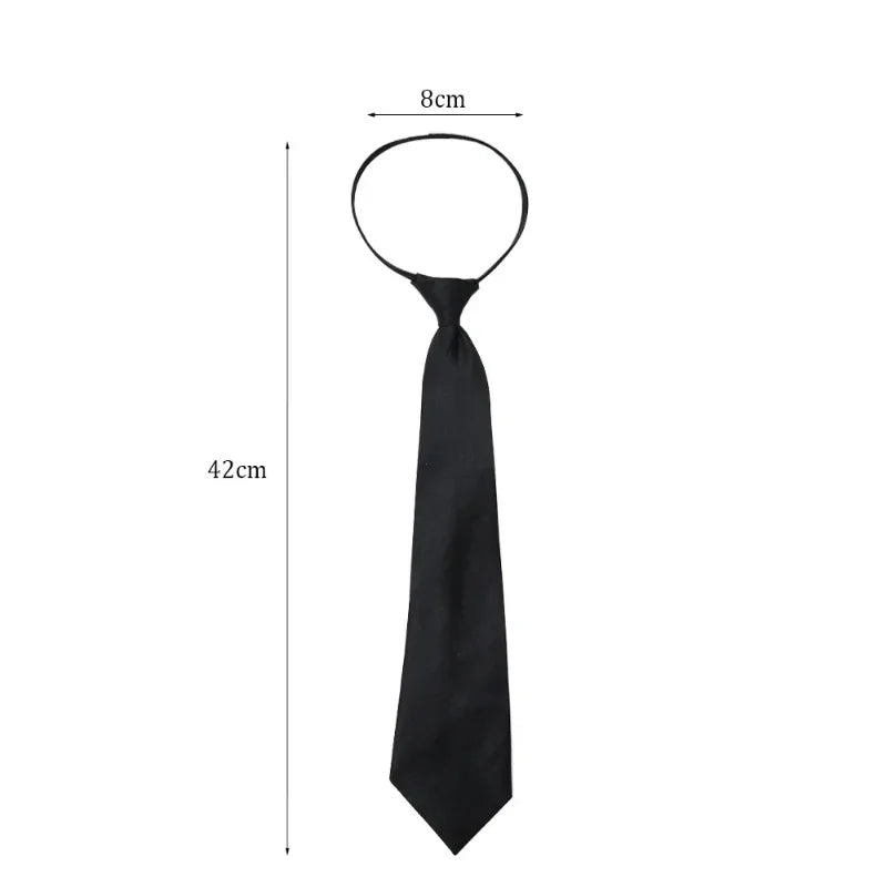 Unisex Black Simple Clip on Tie Security Tie Uniform Shirt Suit Neckties Steward Matte Funeral Lazy Neck Ties Students