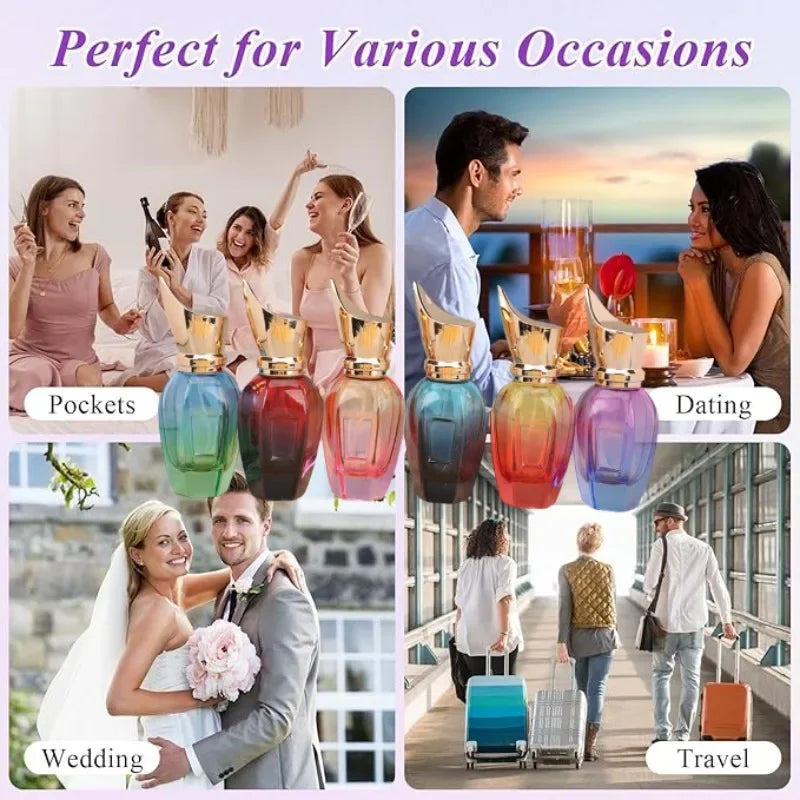 6PCS 30/50ml Empty Glass Perfume Spray Bottles Colorful Large Capacity Perfume Atomizers Refillable Portable Liquid Containers