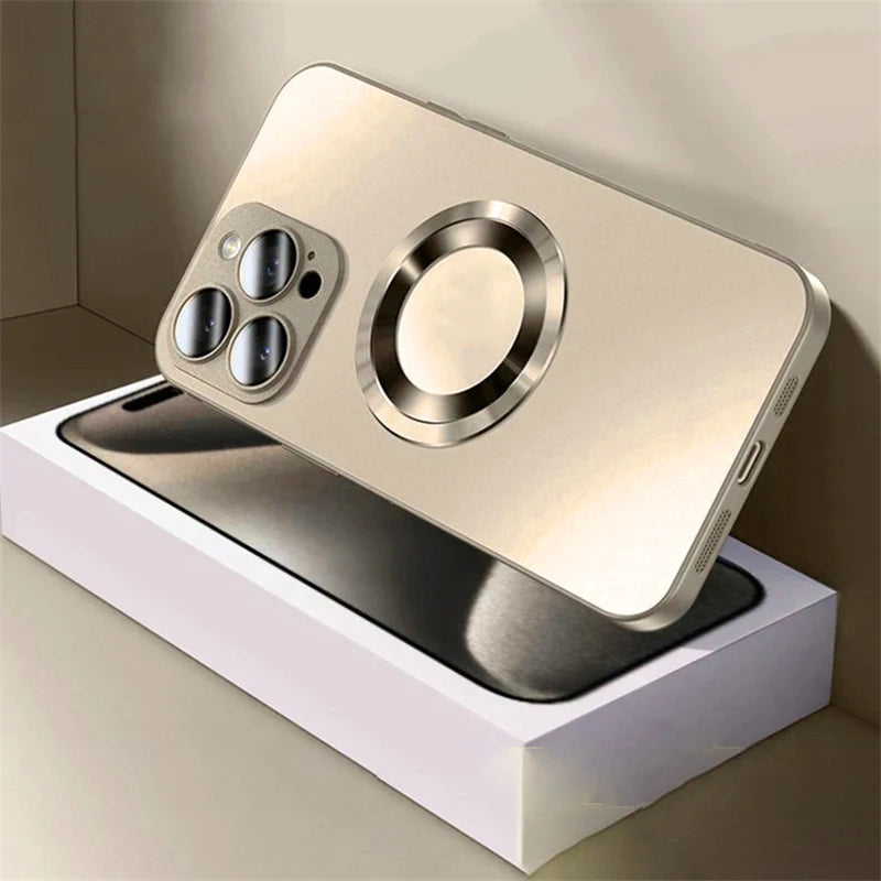 Luxury Matte Magnetic For Magsafe Case For iPhone 16 15 Pro Max 14 13 12 11 Camera Protection Shockproof Wireless Charging Cover