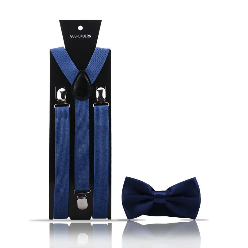 Elegant Fashion Men's Adult Suspenders And Bow Tie Two Piece Set Gentleman Suit Occessories Wedding Business Party Gifts For Men