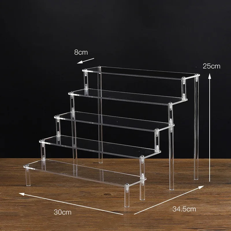 1-5 Tier Acrylic Display Stand Clear Display Riser Rack for Cupcake Perfume Doll Décor Organizer Amiibo Funko POP Figures DC05