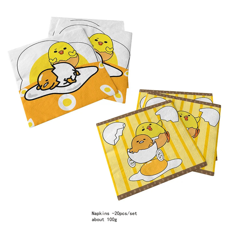 Gudetama An Eggcellent Adventure Theme Disposable Party Decoration Supplie Banner Tablecloth Napkin Kids Toy Packing Baby Shower