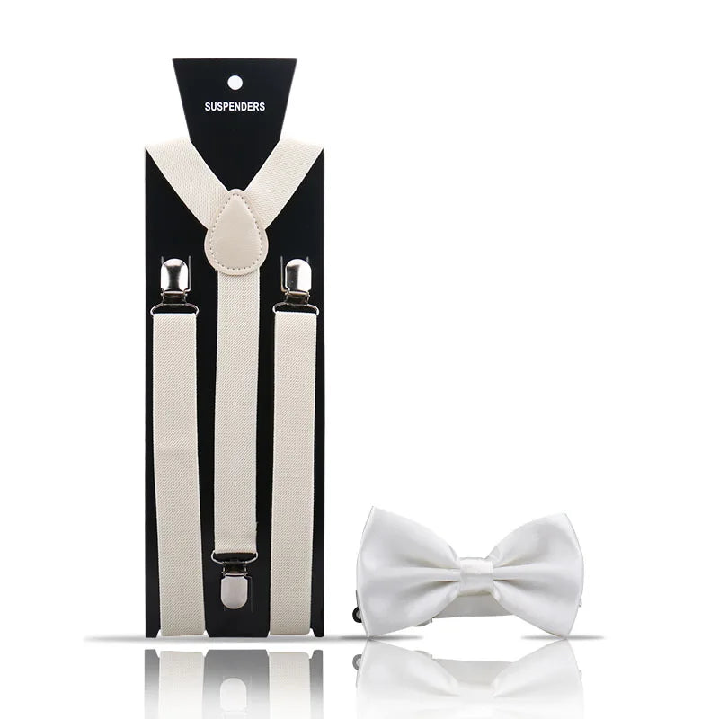 Elegant Fashion Men's Adult Suspenders And Bow Tie Two Piece Set Gentleman Suit Occessories Wedding Business Party Gifts For Men
