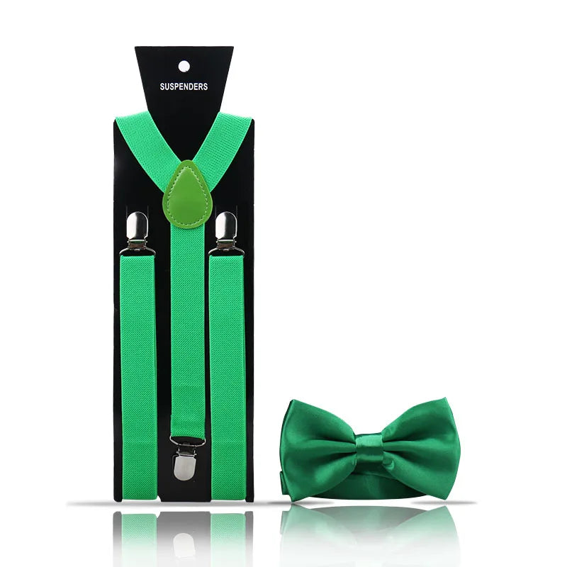 Elegant Fashion Men's Adult Suspenders And Bow Tie Two Piece Set Gentleman Suit Occessories Wedding Business Party Gifts For Men