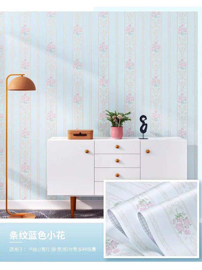 Wallpaper Self-adhesive Moisture-proof Pastoral Flower Living Room Bedroom Waterproof Erasable Wall Sticker Home Decoration
