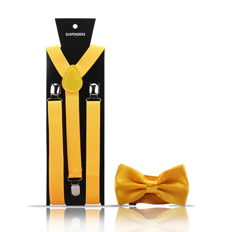 Elegant Fashion Men's Adult Suspenders And Bow Tie Two Piece Set Gentleman Suit Occessories Wedding Business Party Gifts For Men