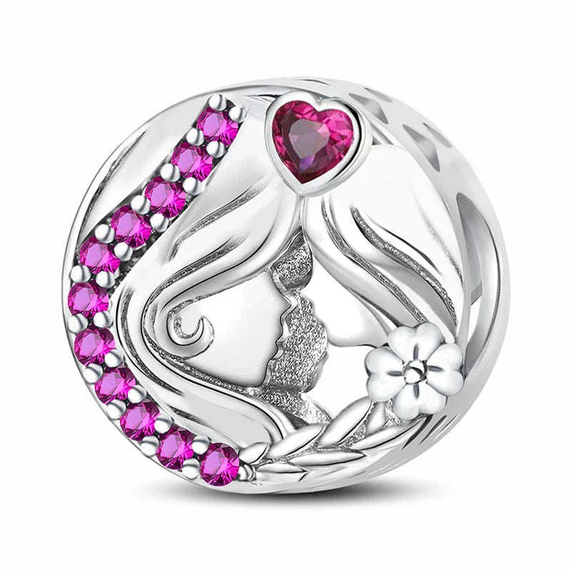 925 Sterling Silver Pendants Zircon Red Love Heart Charms Beads Fit Original Pandora Bracelet Bangles DIY Jewelry For Women