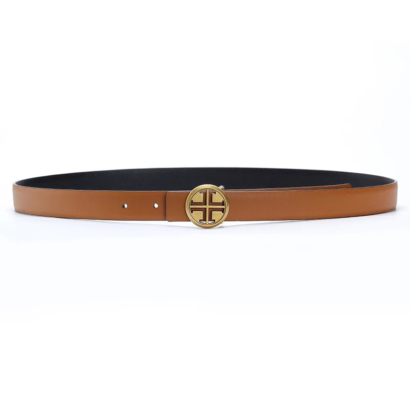 New Thin 2.5cm Women Belt Designer ladies Reversible Genuine Leather Belts For Women Female Belt Buckle for Jeans dress belt