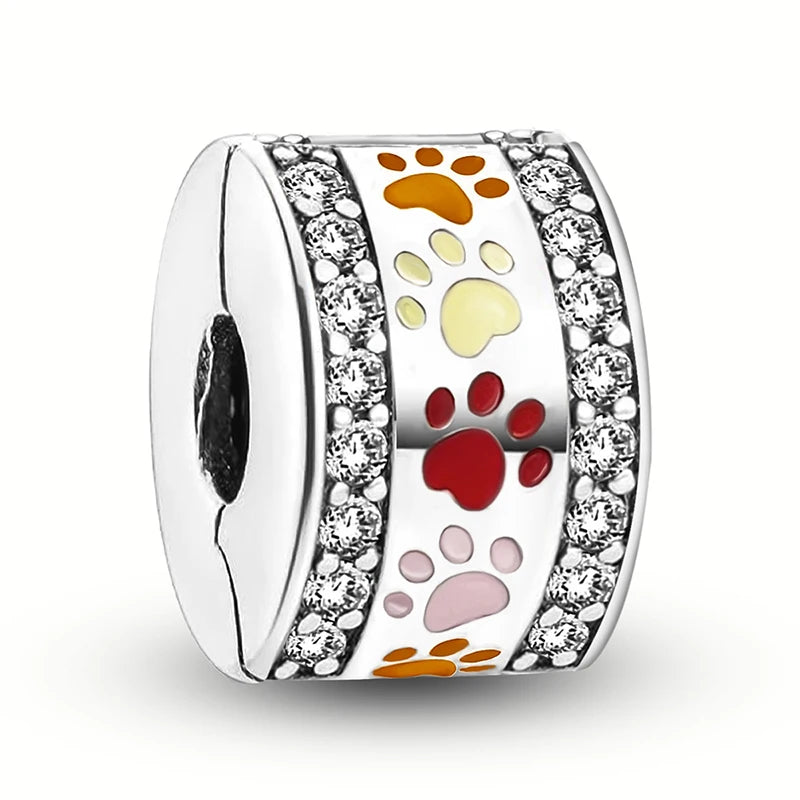 925 Sterling Silver Pendants Zircon Red Love Heart Charms Beads Fit Original Pandora Bracelet Bangles DIY Jewelry For Women