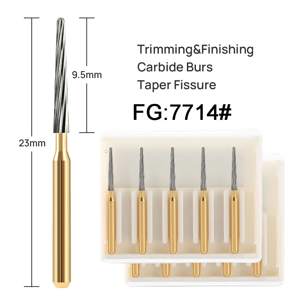 10pcs AZDENT Dental Burs Tungsten Carbide Drill For High Speed Handpiece Trimming & Finishing FG7901/FG7902/FG7406/FG7408/FG7114