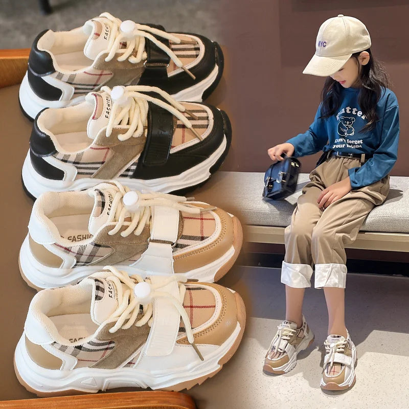 Kid Sport Shoe Boy 2023 Autumn New Retro Girl Luxury kid  Student Running Shoe Casual Trend Tennis Shoes